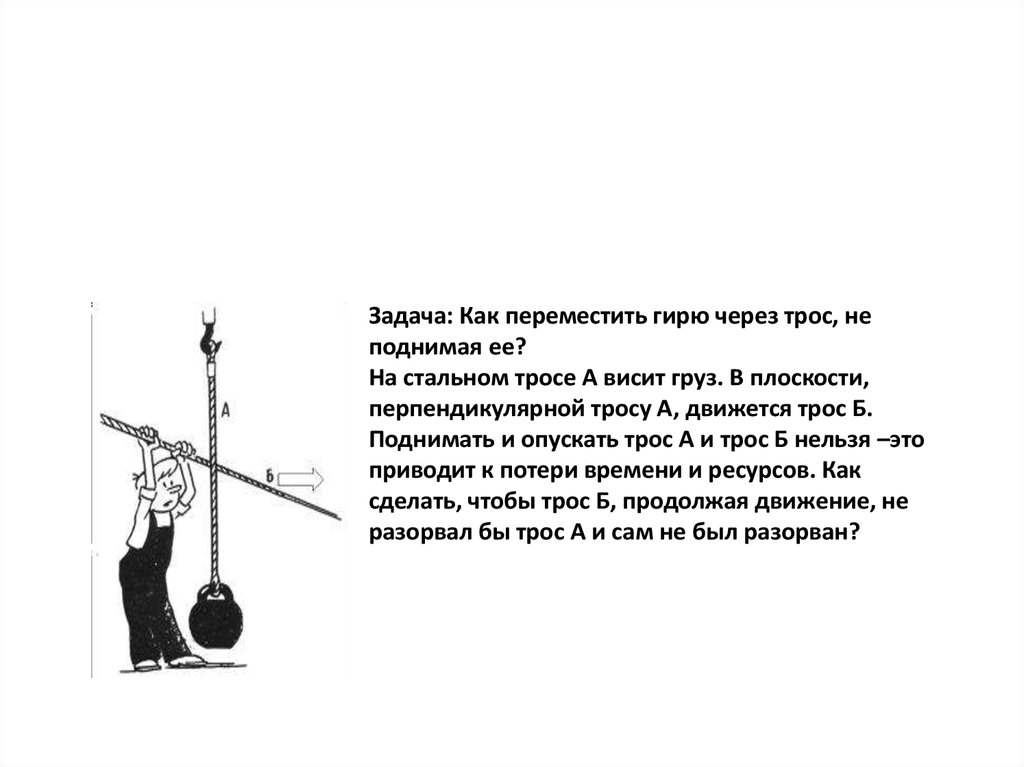 Висит груза. Груз висит на тросе. Рисунок груза висящего на тросе. Как переместить гирю через трос не поднимая ее. На стальной палке висит груз.