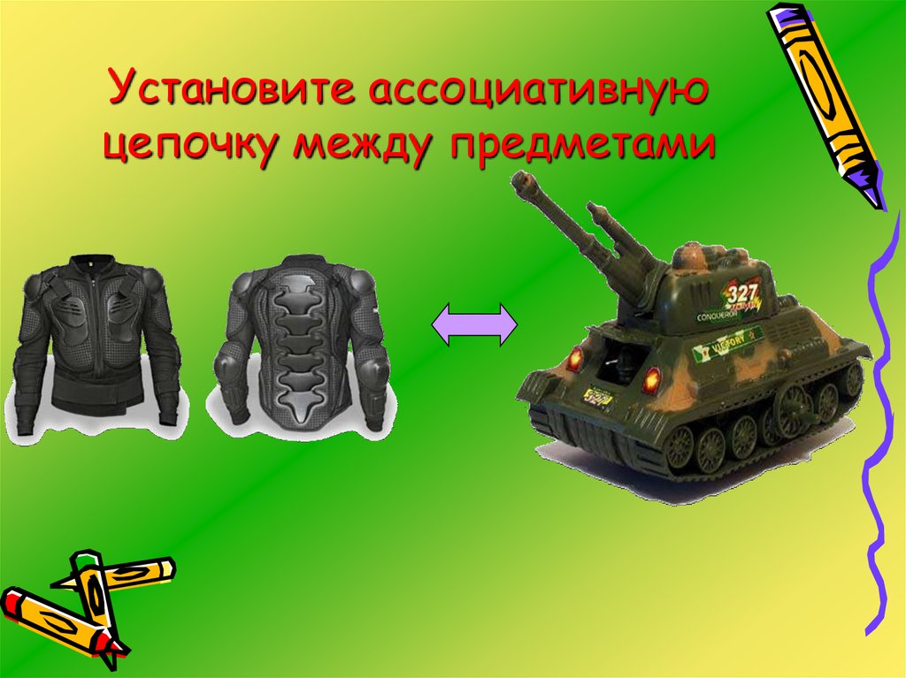 Установите ассоциативную цепочку между предметами