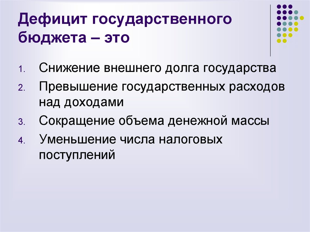 Меры по преодолению бюджетного дефицита