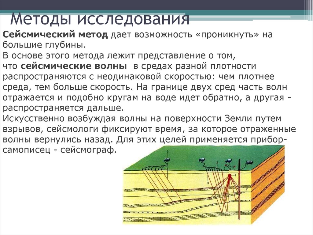 Упругость земли. Сейсмический метод изучения земли. Сейсмическая разведка. Сейсмический метод изучения внутреннего строения земли. Методы сейсморазведки.