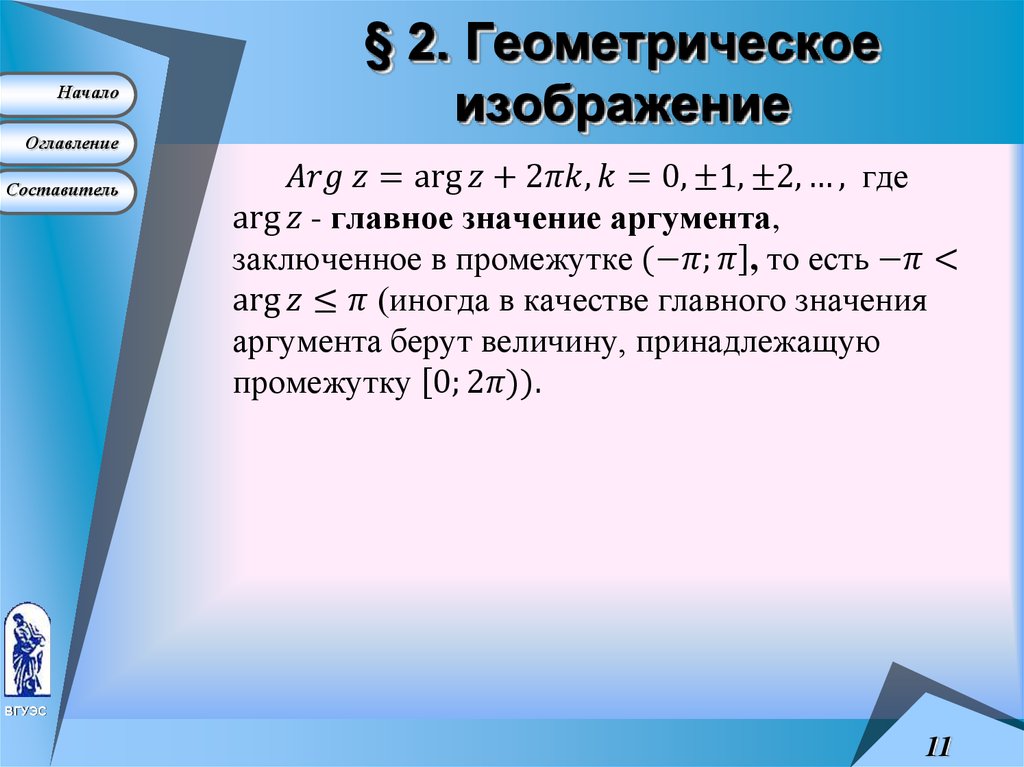 § 2. Геометрическое изображение