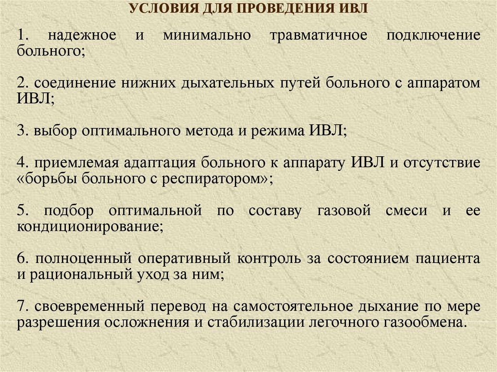 Условия выполнения