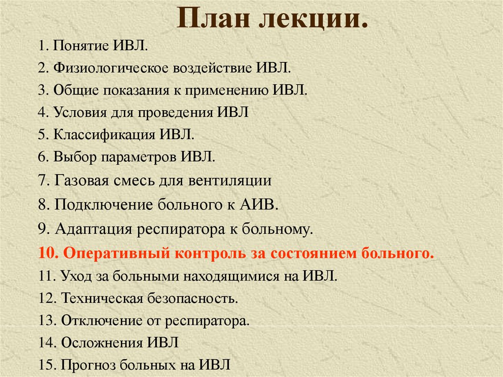 Уход за пациентом находящимся на ивл. План лекции. План лекции картинка. Лекторий план. План лекции картинки для презентации.