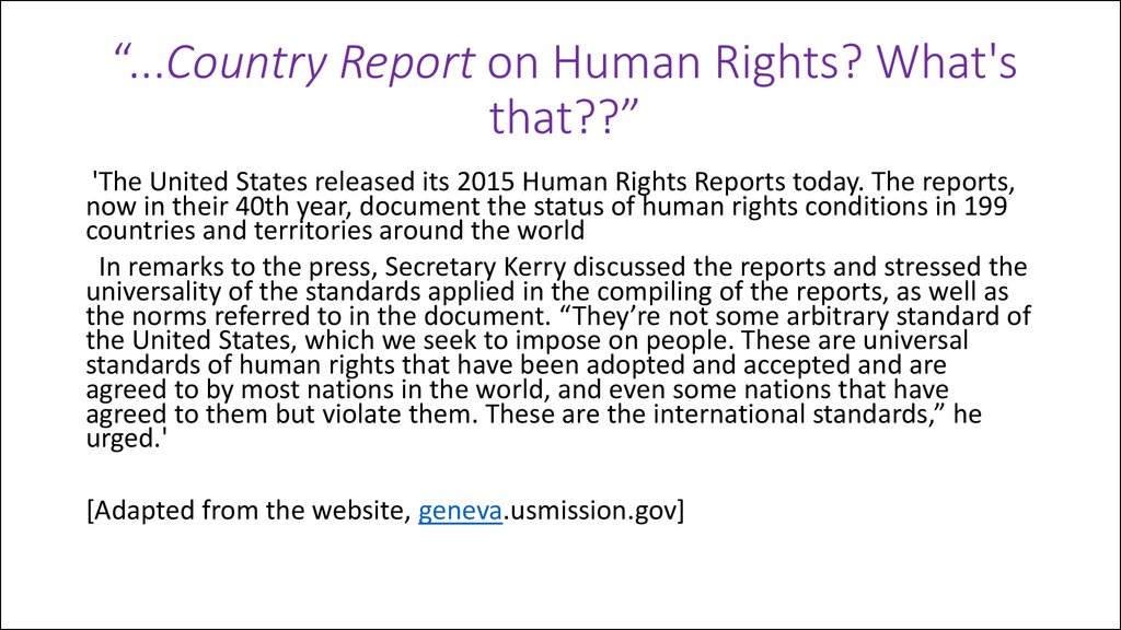 “...Country Report on Human Rights? What's that??”