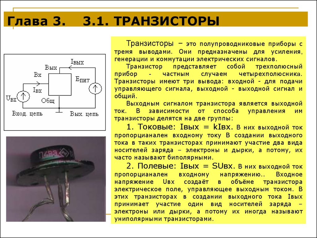 Транзисторы. Классификация транзисторов - презентация онлайн