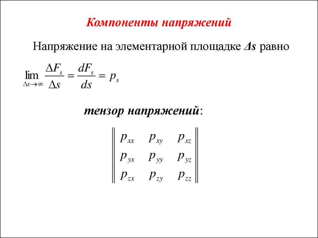 Компоненты напряжений