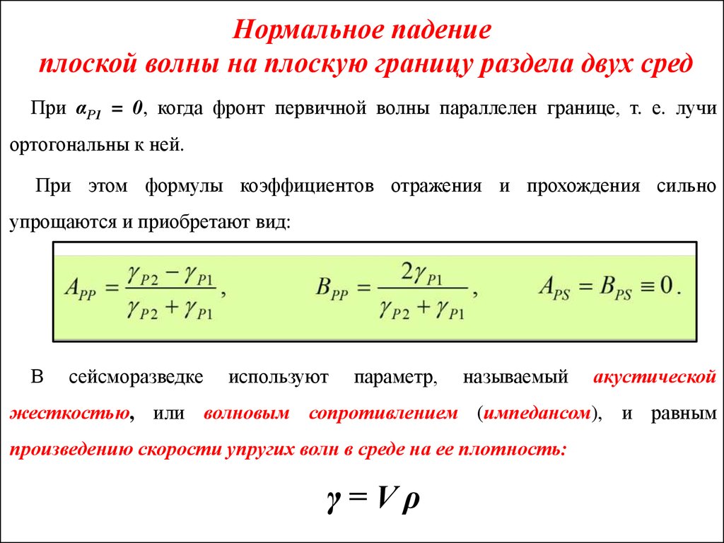 Нормальное падение плоской волны на плоскую границу раздела двух сред