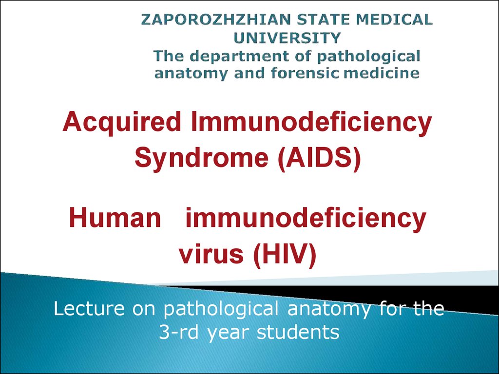 ZAPOROZHZHIAN STATE MEDICAL UNIVERSITY The department of pathological anatomy and forensic medicine