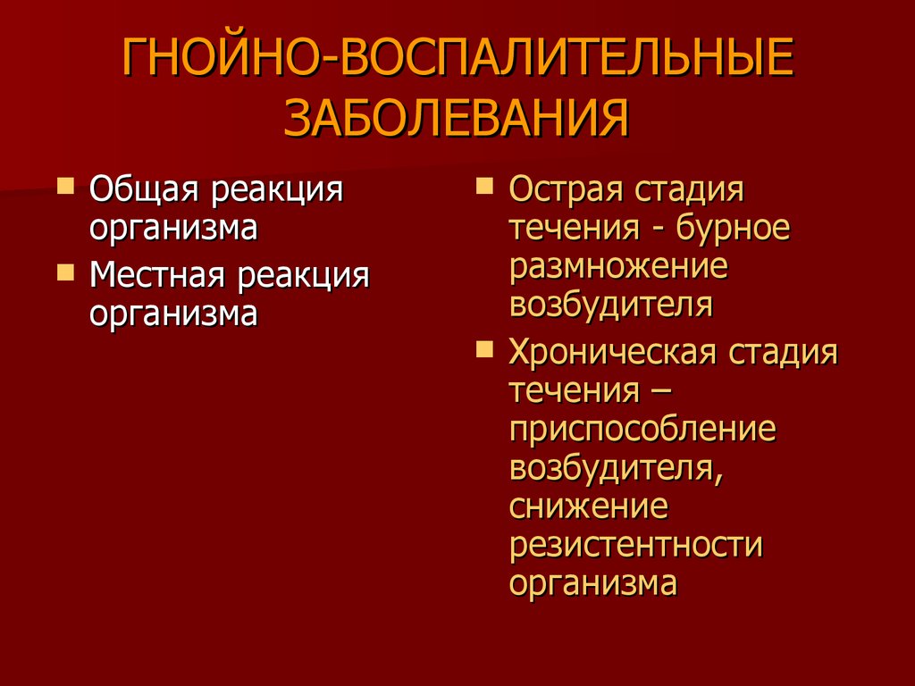 Гнойно воспалительные заболевания