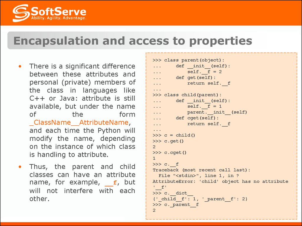 Encapsulation and access to properties