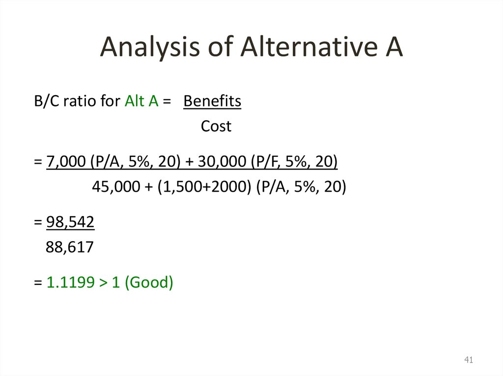 Analysis of Alternative A