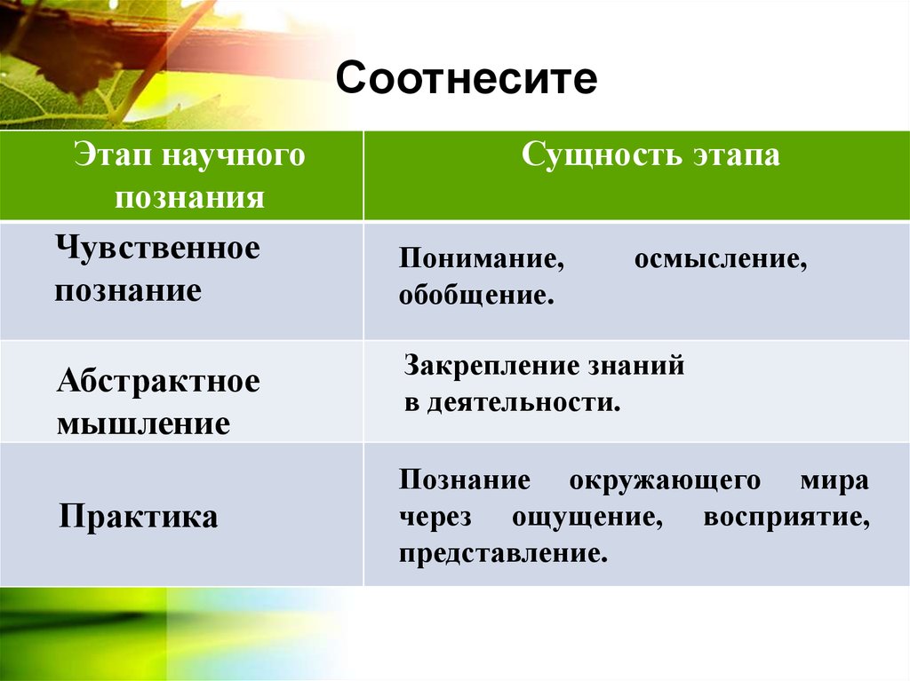 Восприятие осмысление обобщение закрепление применение