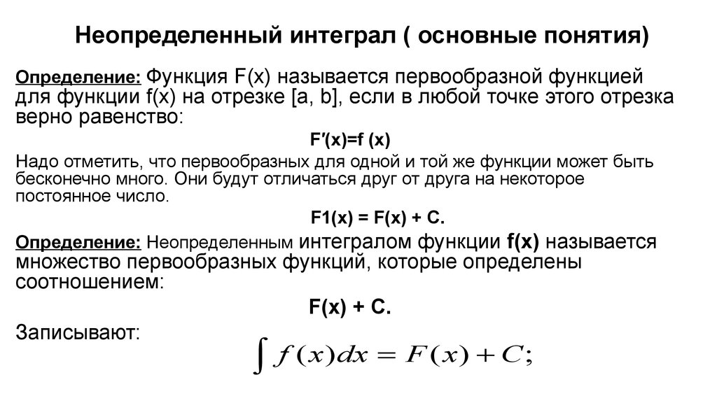 Первообразная и неопределенный интеграл презентация 11 класс мордкович