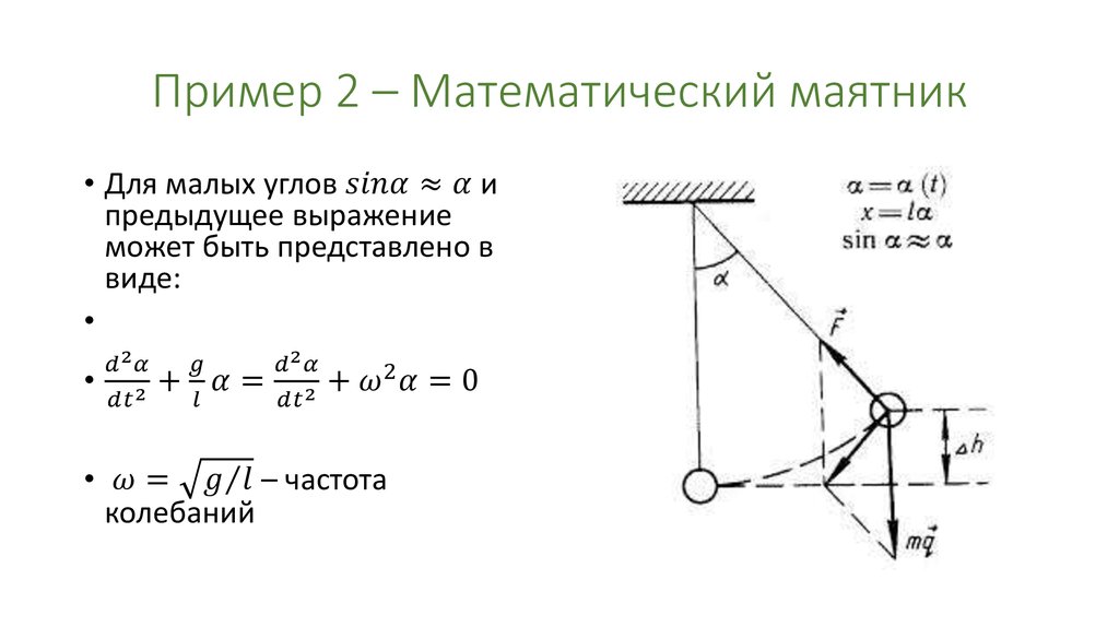 T в маятнике. Уравнение малых колебаний математического маятника. Функция Лагранжа для математического маятника. Математический маятник примеры. Плоский математический маятник.