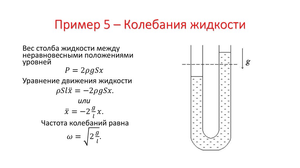 Жидкость в трубке. Колебания жидкости в u-образной трубке. Колебания жидкости в сообщающихся сосудах. Частоты колебаний жидкости. Период колебаний жидкости.