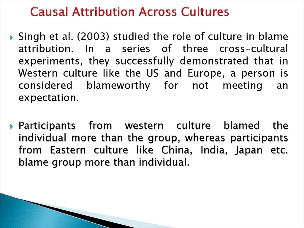 Causal Attribution Across Cultures