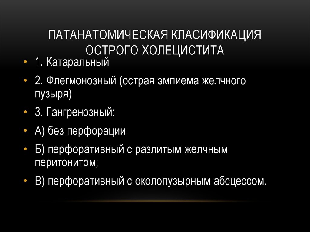 Клиническая картина острого холецистита