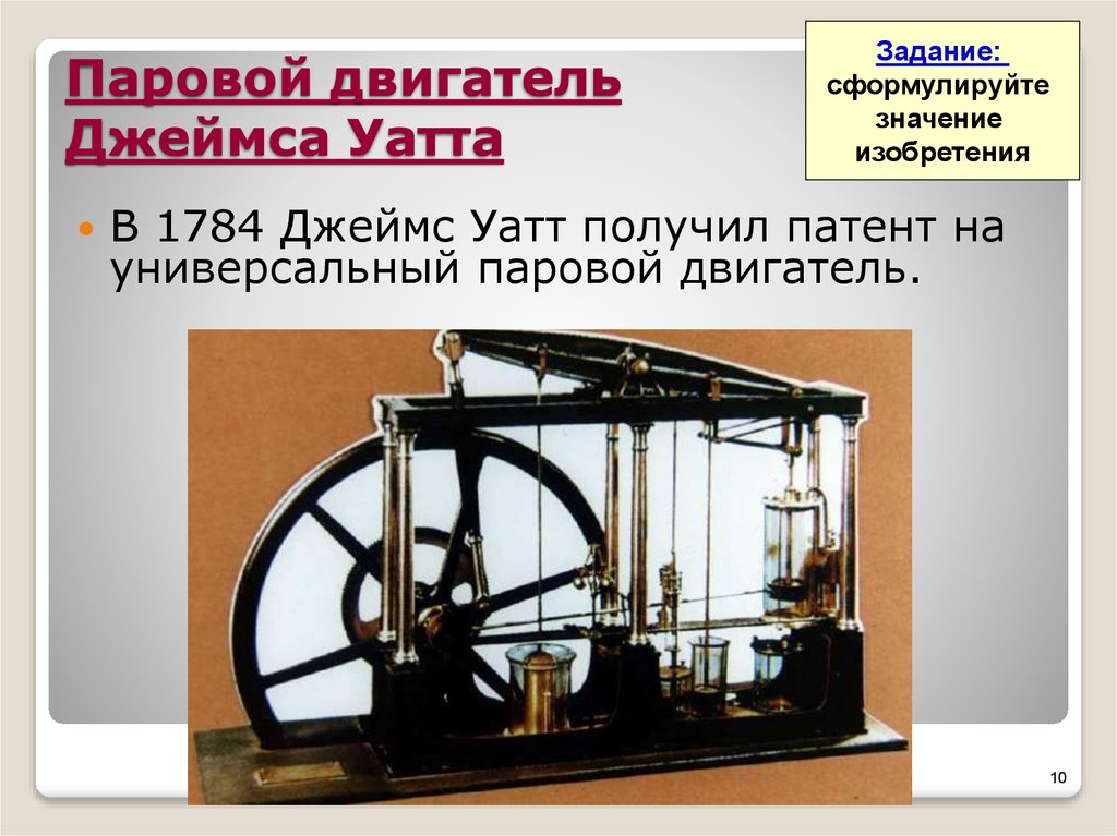 Дж паровой. 1784: Универсальная паровая машина: Джеймс Уатт. Паровой двигатель Джеймса Уатта.