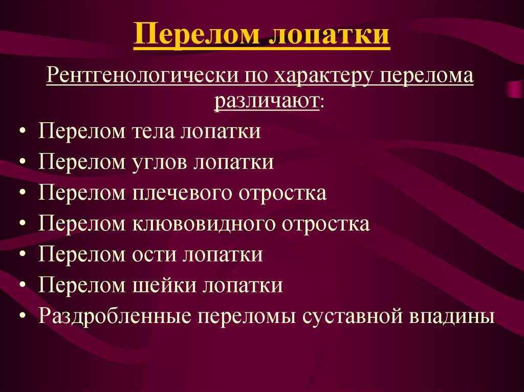 Переломы лопатки презентация