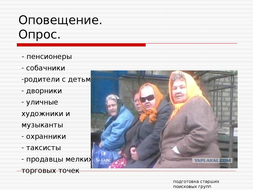 Оповещение. Опрос.