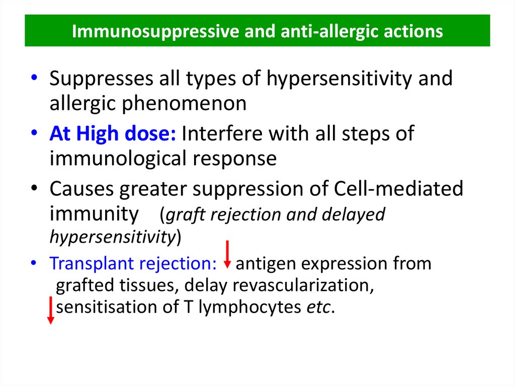 Immunosuppressive and anti-allergic actions