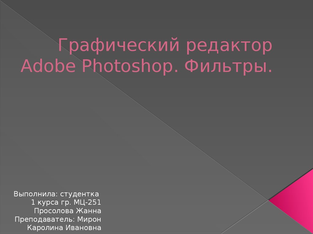 Графический редактор Adobe Photoshop. Фильтры.