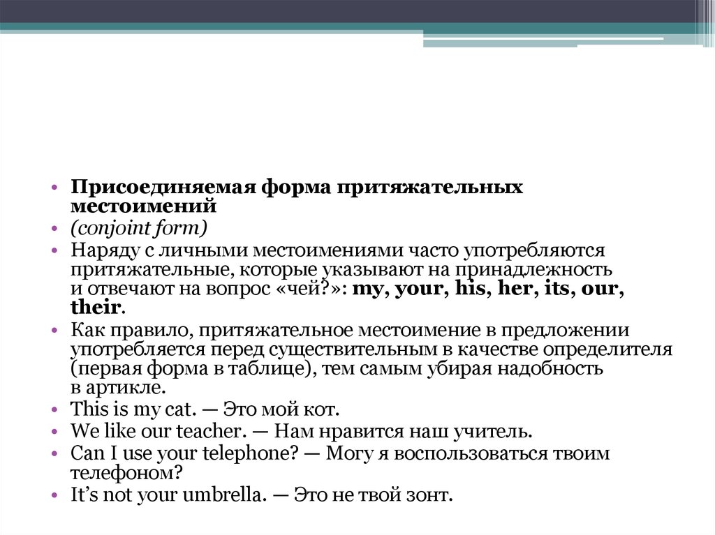 Презентация притяжательные местоимения 6 класс разумовская