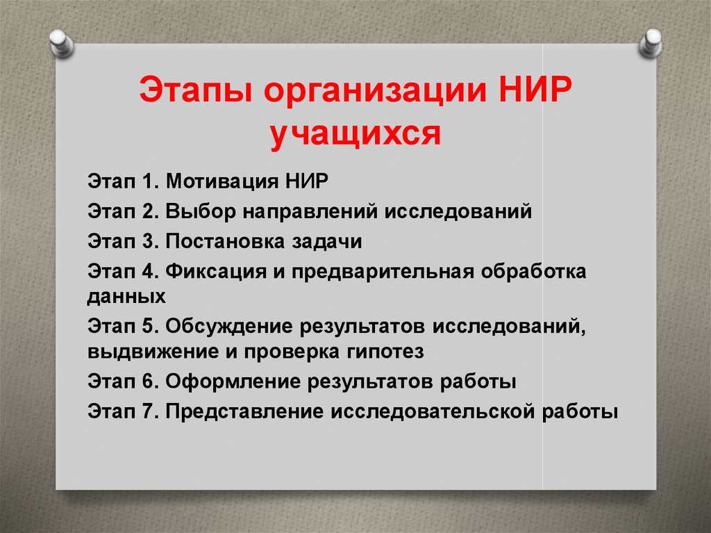 Этапы научно исследовательской работы презентация