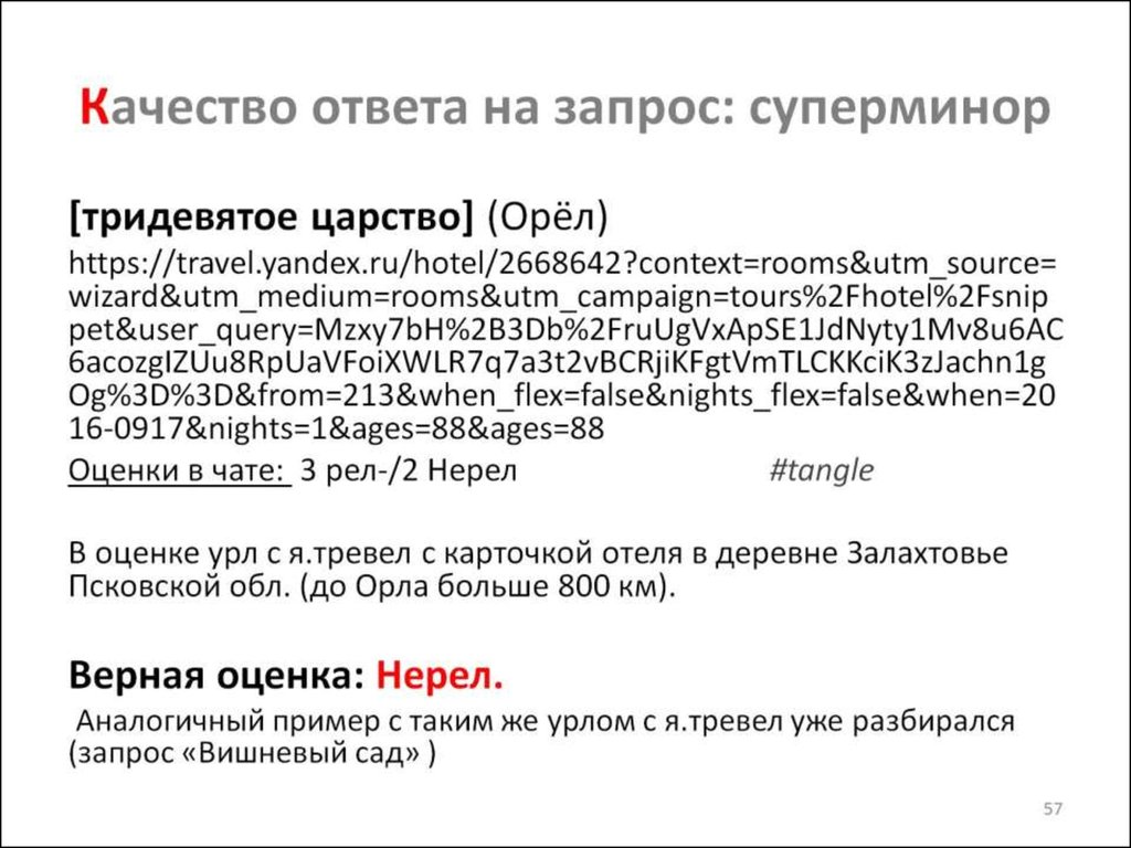 Качество ответа на запрос: суперминор