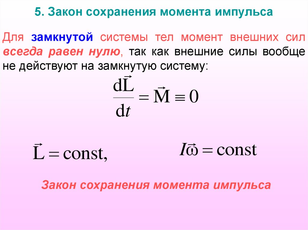 Замкнутая система тел. Закон сохранения момента импульса для системы тел. Закону сохранения момента импульса в замкнутой системе. Сформулируйте закон сохранения момента импульса для системы тел. Сохранение момента импульса формула.