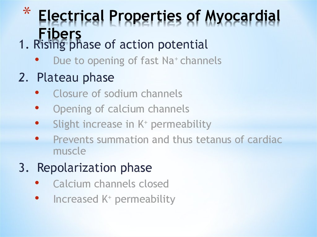 Electrical Properties of Myocardial Fibers