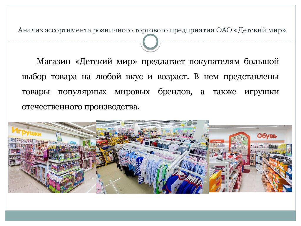 Анализ торгового магазина