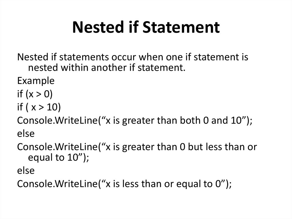 Nested if Statement