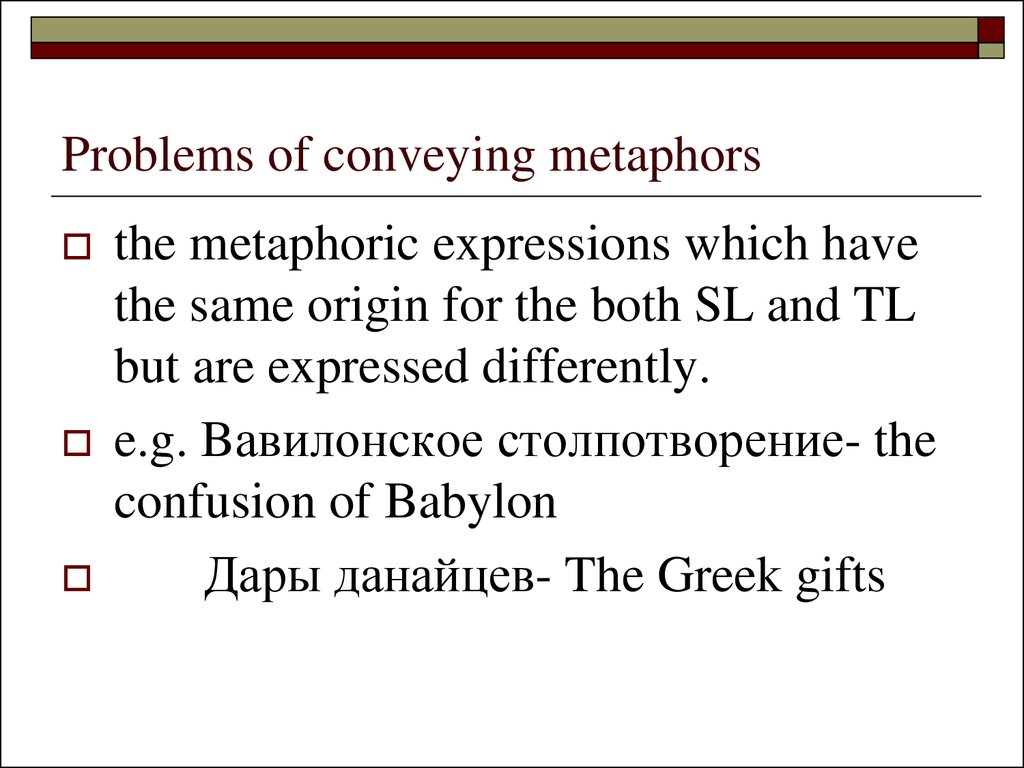 Problems of conveying metaphors