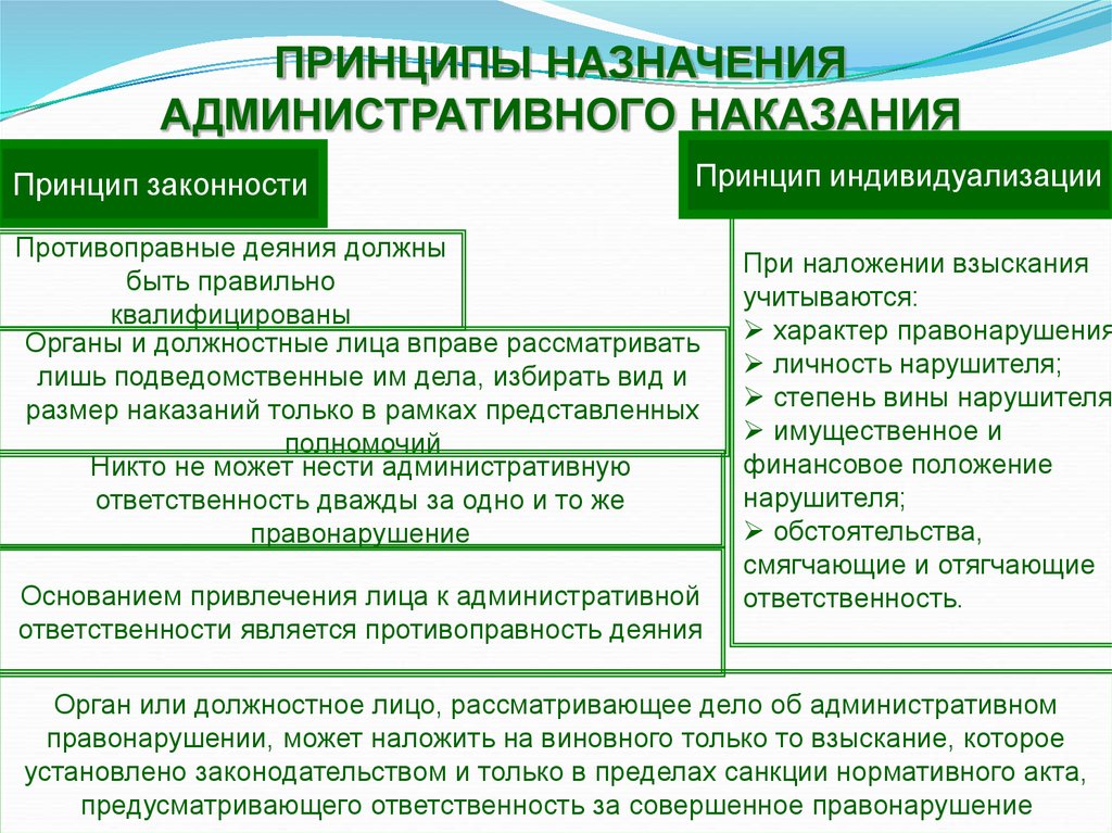 Основные принципы применения. Принципы административного наказания. Принципы наложения административного взыскания. Принципы и порядок назначения административного наказания. Принципы назначения наказания.