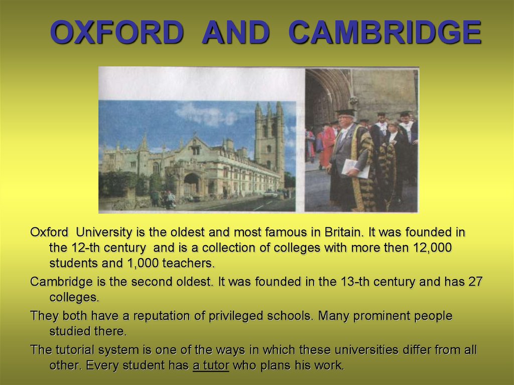 OXFORD AND CAMBRIDGE