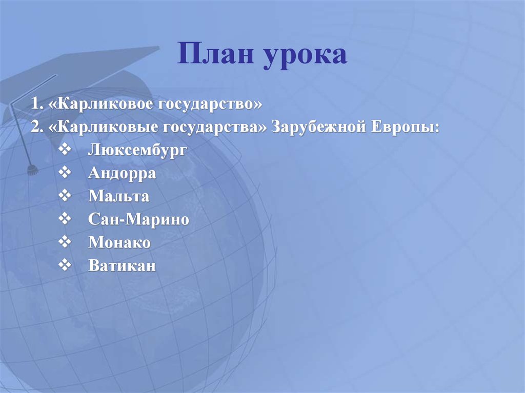 Карликовые государства мира проект