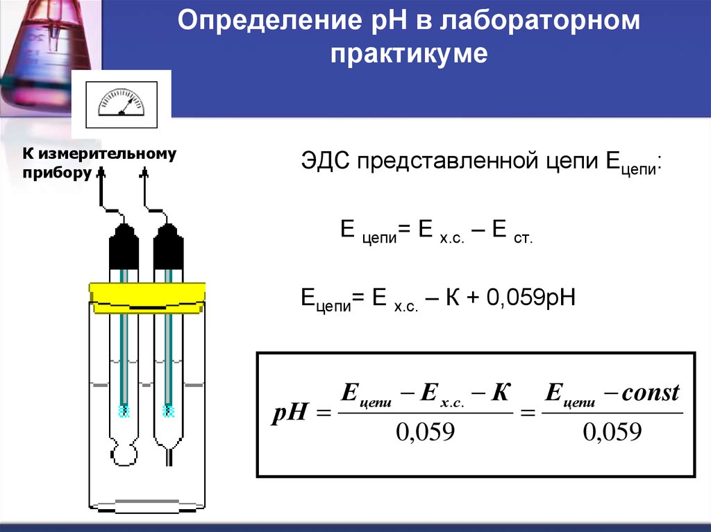 Лабораторная определение. PH раствора через ЭДС. Измерение ЭДС цепи. Схема измерения ЭДС. Определение РН.