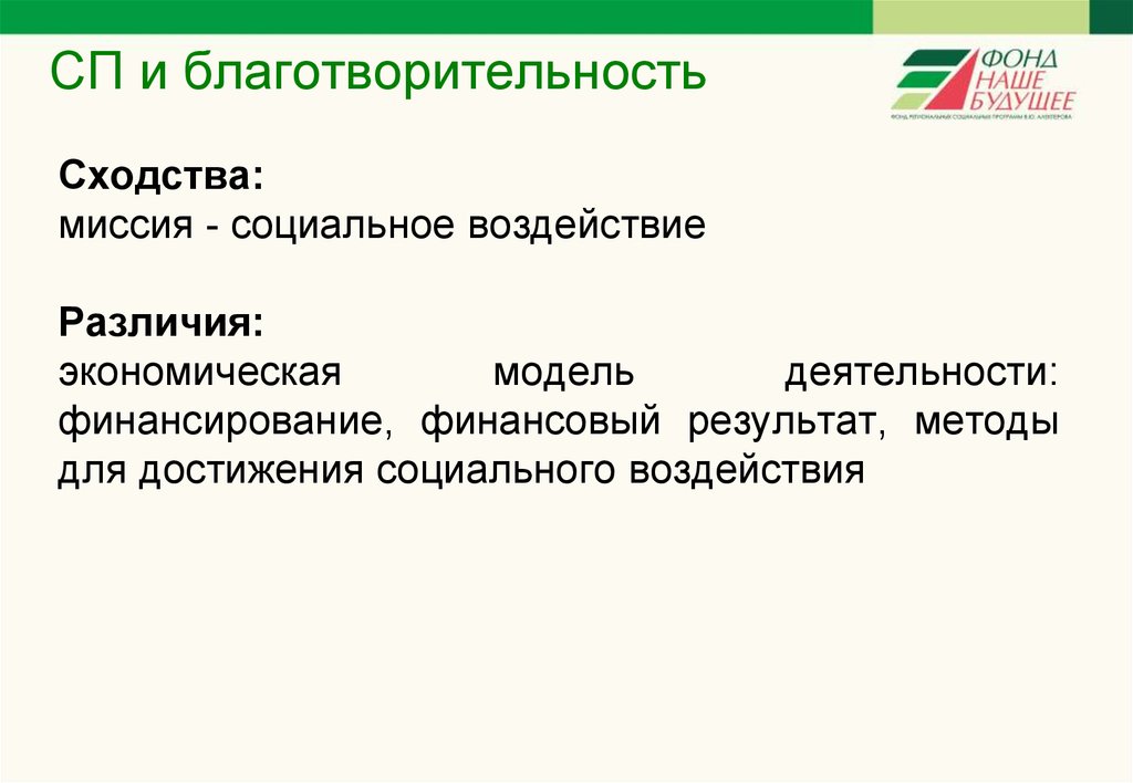 СП и благотворительность