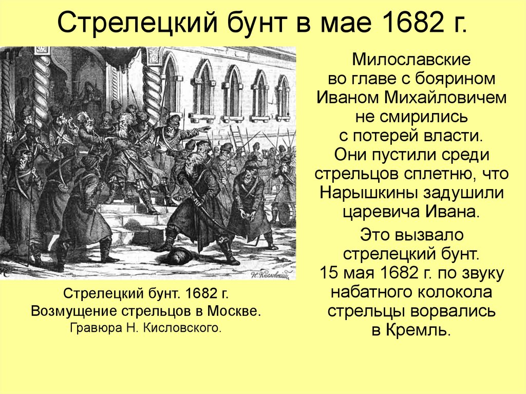 Стрелецкие бунты как способ изменения системы власти проект 7 класс кратко