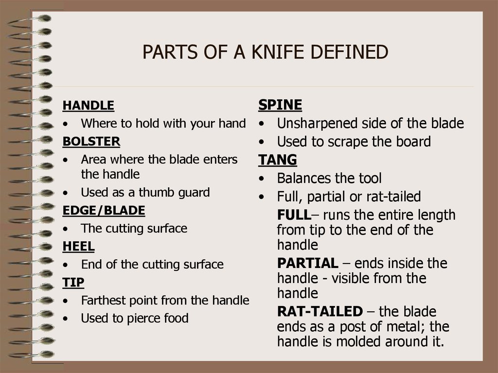 PARTS OF A KNIFE DEFINED