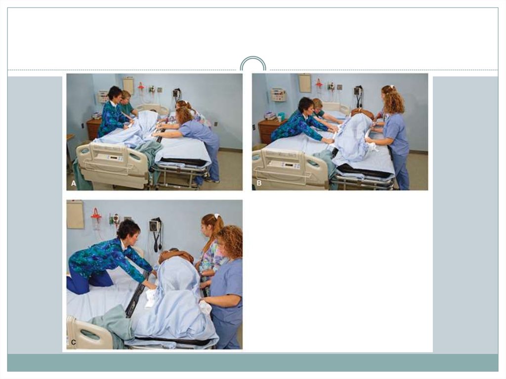 Передвижение пациента. Перемещение больного. Перемещение пациента с кровати на каталку. Транспортировка пациента в операционную.