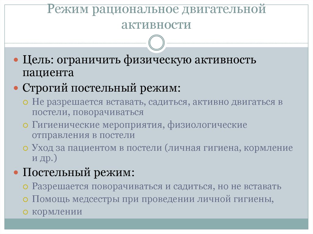 Физический режим. Режимы физической активности больных. Режим рациональной двигательной активности. Режимы активности пациента. Режимы двигательной активности пациента в стационаре.