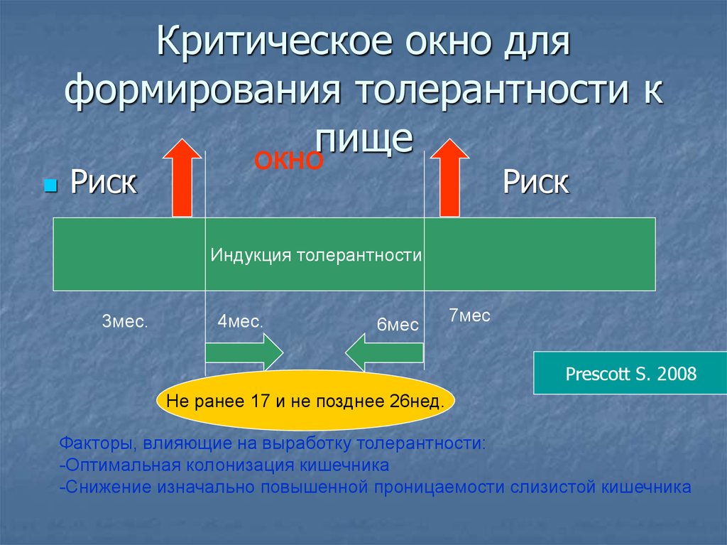 Окно толерантности прикорм