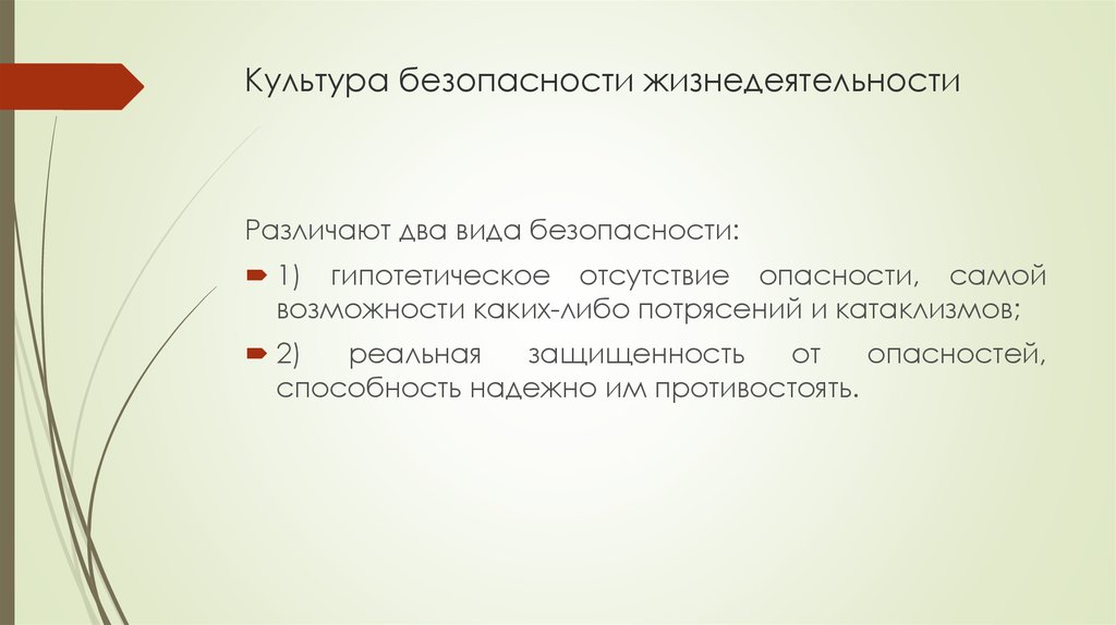 Культура безопасности жизнедеятельности человека в современной среде обитания презентация