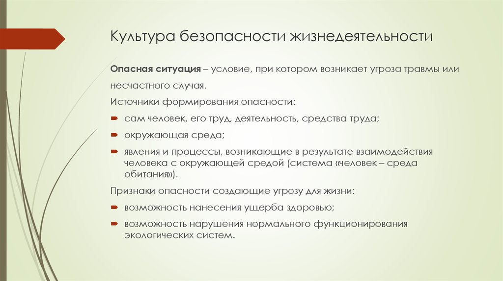 Культура безопасности жизнедеятельности человека в современной среде обитания презентация