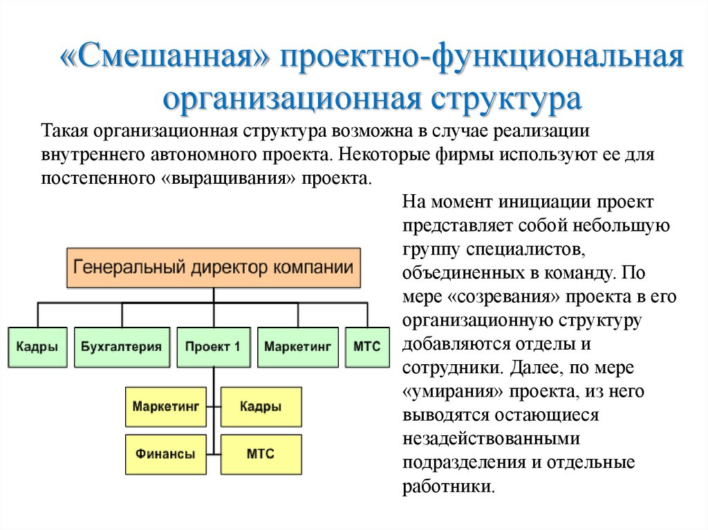 Какая организационная структура применяется для крупных проектов матричная проектная функциональная