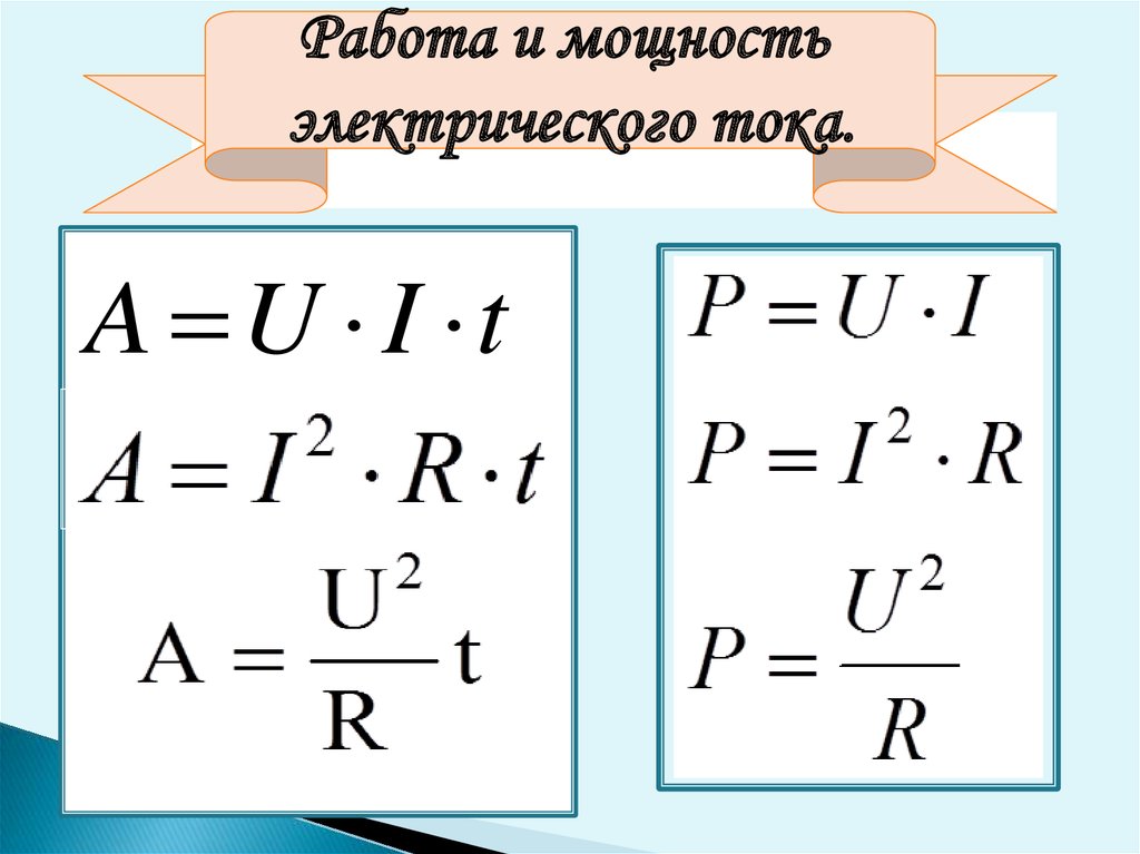 Работа и мощность электрического тока презентация