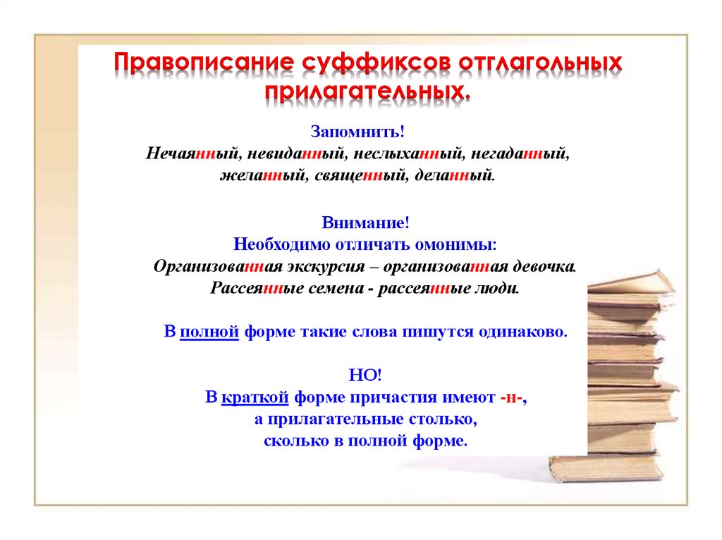 Правописание суффиксов причастий презентация