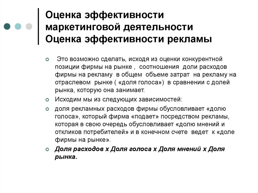 Оценка эффективности маркетингового плана